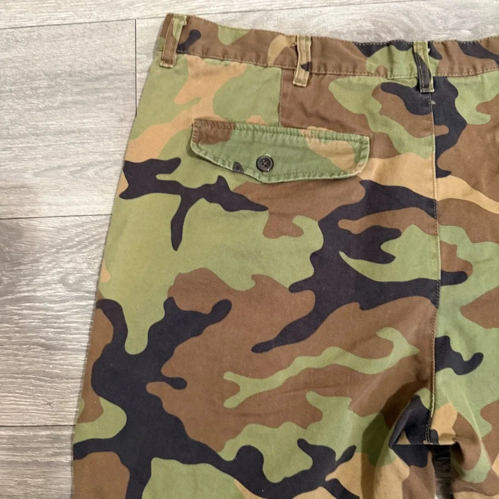 JCP Mens Woodland Camo Cargo Shorts Size 38 Green Brown 100% Cotton Tactical